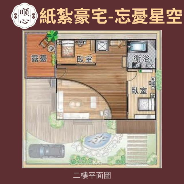 【順心】紙紮豪宅 忘憂星空 紙紮別墅 紙紮房 溫泉 星空 迎風露臺 觀星賞月 紙紮 往生 祭祀 金紙 現貨