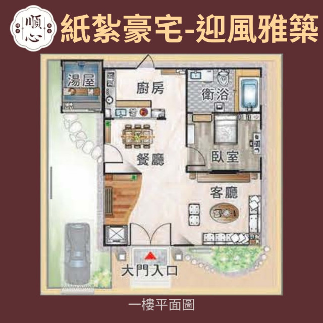 【順心】紙紮豪宅 迎風雅築 紙紮別墅 獨棟 台製 紙紮屋 精緻紙紮 往生 小爐口適用 紙紮 金紙 庫錢 現貨