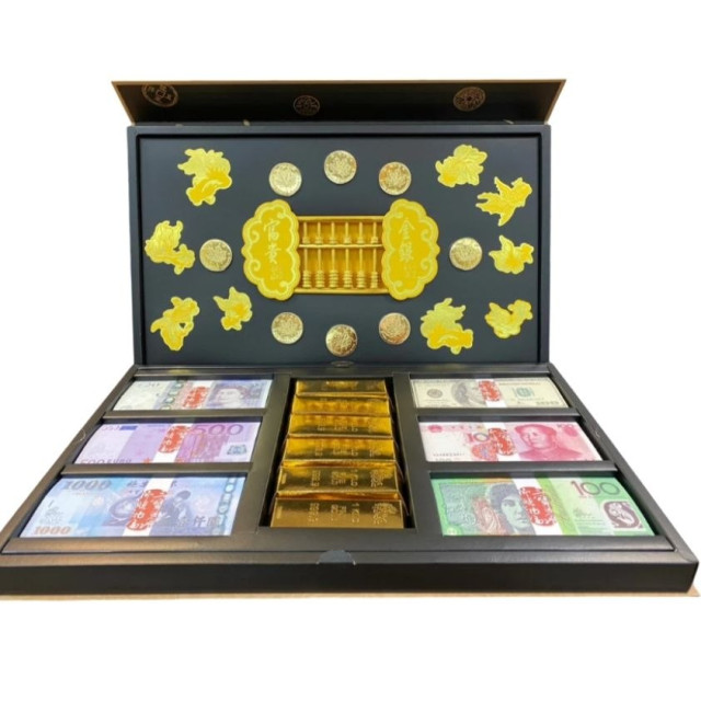 【順心】紙紮富貴寶盒 錢幣 算盤 名鈔 金磚 金塊 美金 往生用品 禮盒