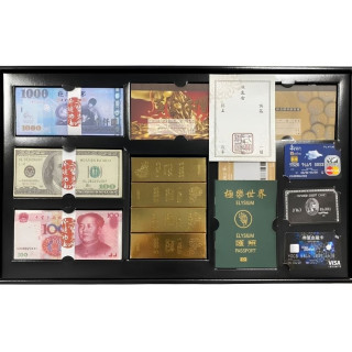 【順心】紙紮財運亨通禮盒 紙紮禮盒 紙紮寶箱 金條 台幣 美金 人民幣 護照 卡片 信用卡 紙紮